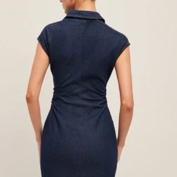 NWT COMMENSE V-Neck Navy Denim Button Down Sleeveless Midi Dress XS - Picture 3 of 8